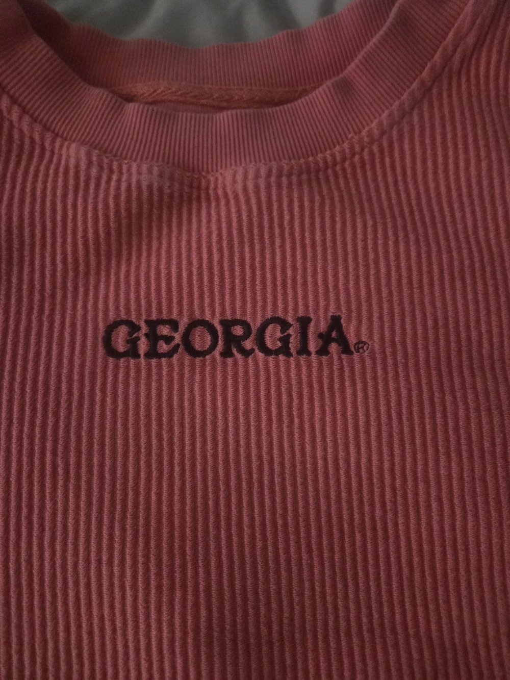 Georgia womens Ribbed Crop Crewneck Sweater in Dusty Rose